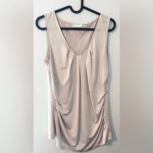 Gold Scoop Neck Sleeveless Drape Tank Top, Size M | Minimalist, Office, Business